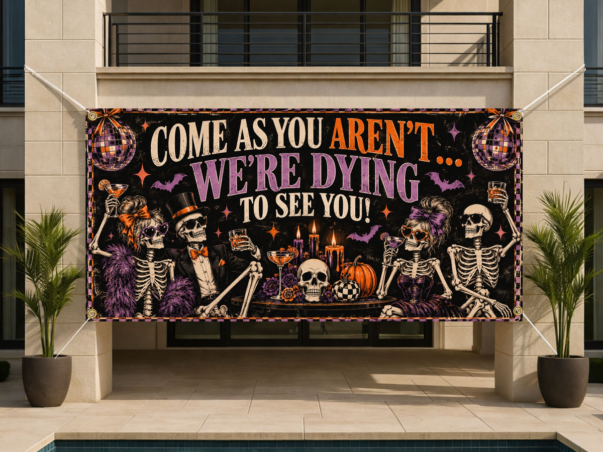 Skeleton Halloween Party Banner