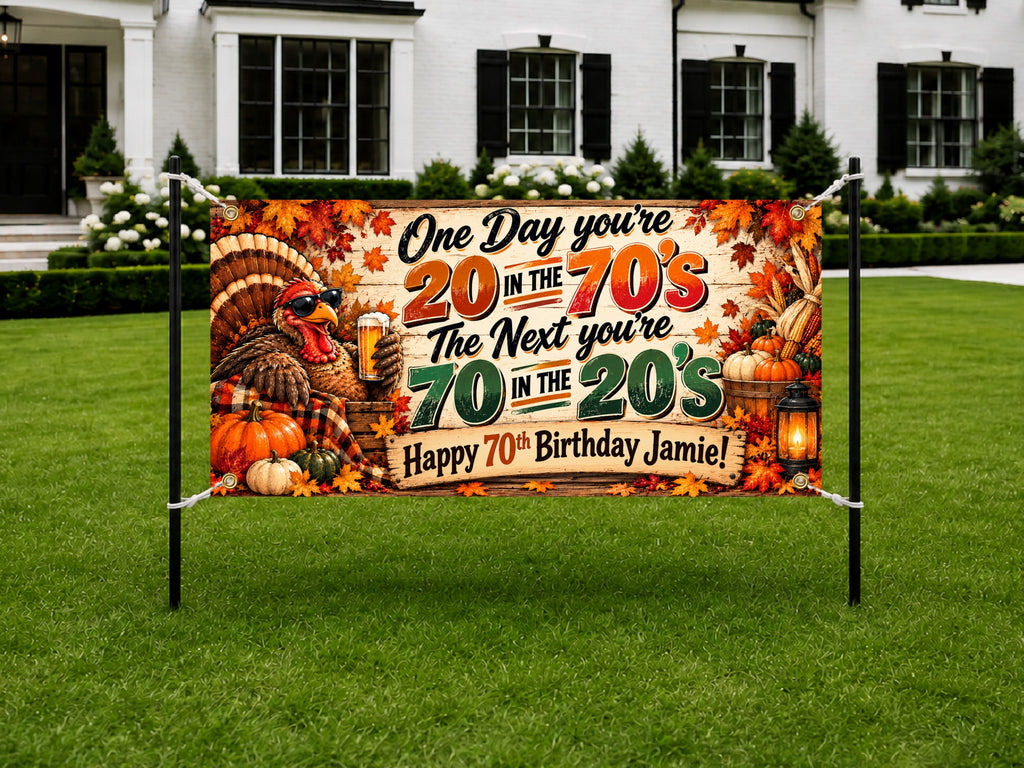 Turkey 70s Throwback Birthday Banner