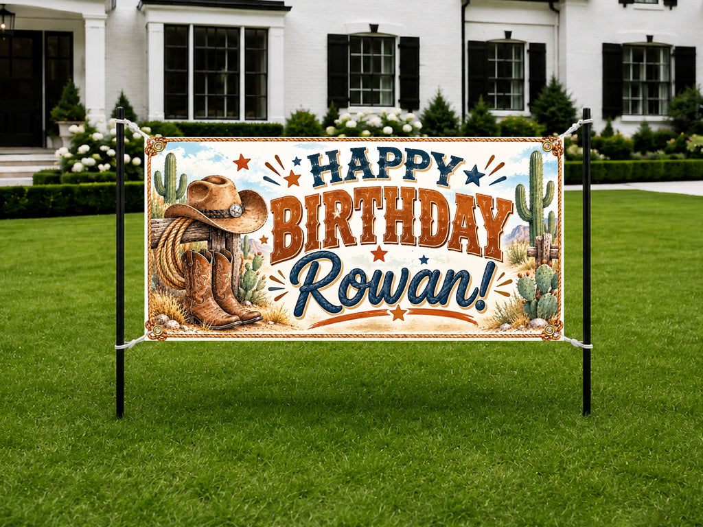 Cowboy Western Birthday Banner