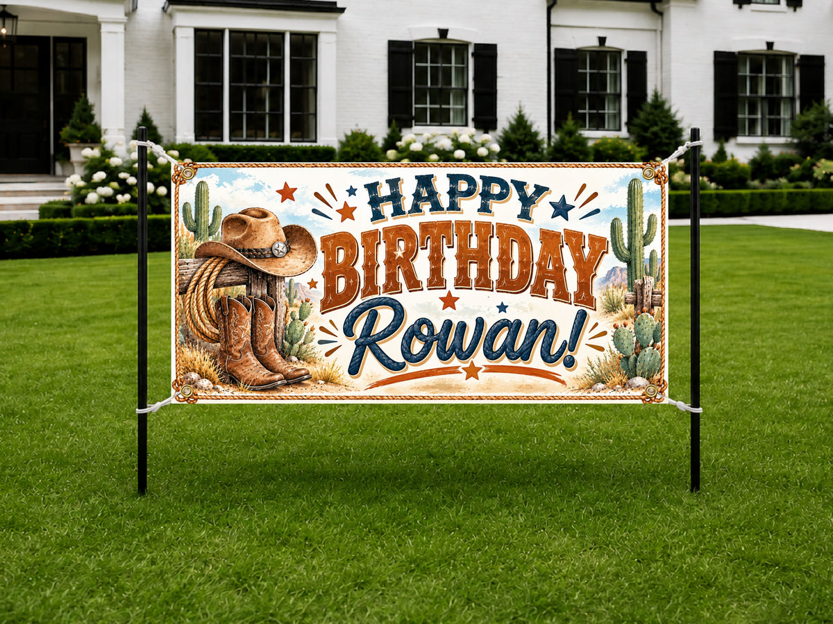 Cowboy Western Birthday Banner