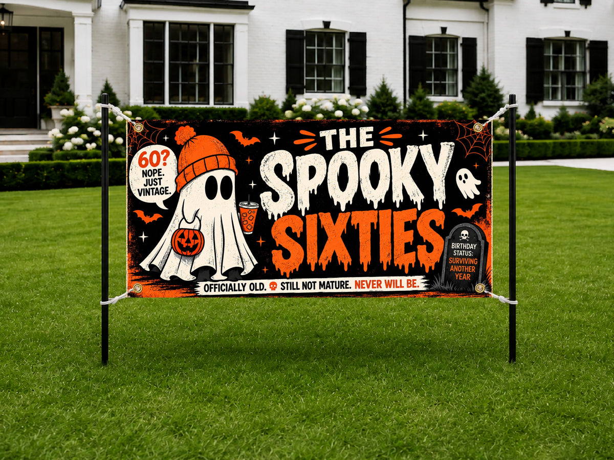 Spooky Ghost 60th Birthday Banner