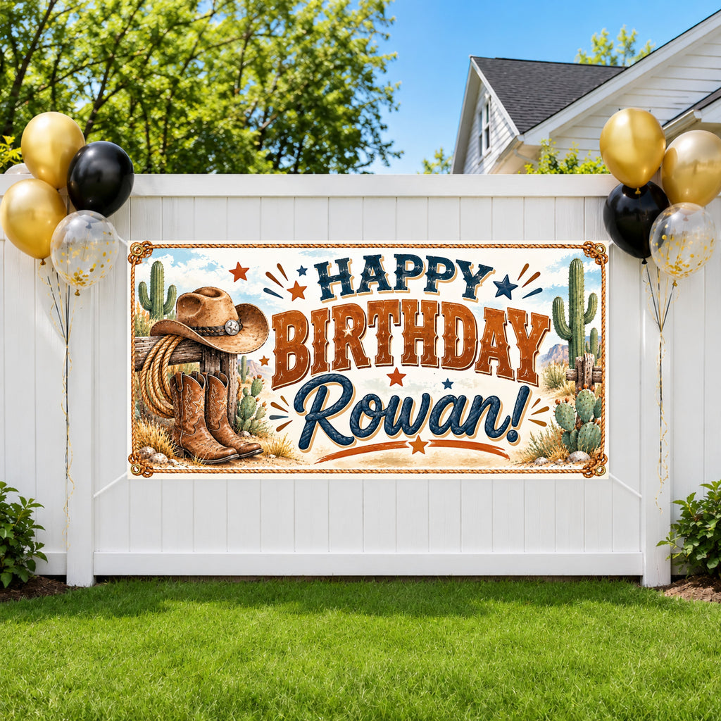 Cowboy Western Birthday Banner