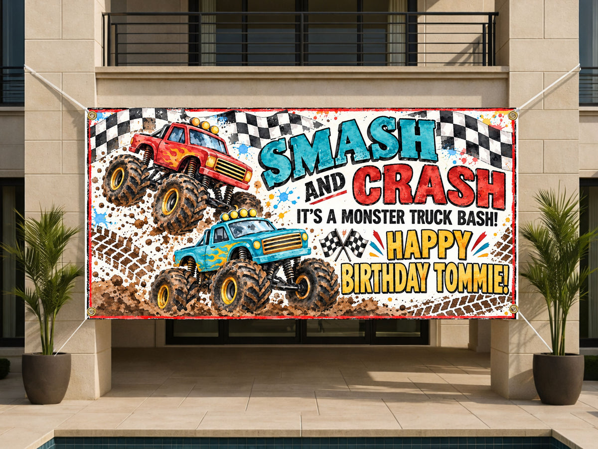 Monster Truck Birthday Banner