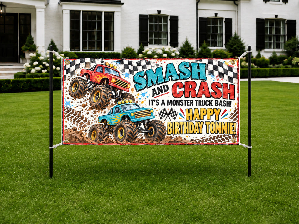 Monster Truck Birthday Banner