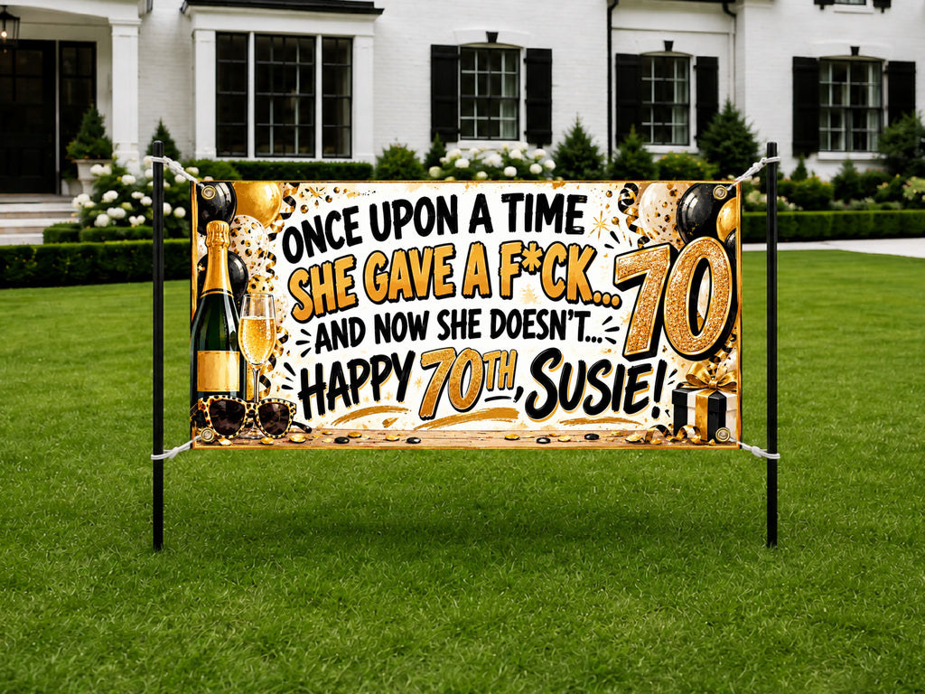Champagne 70th Birthday Banner