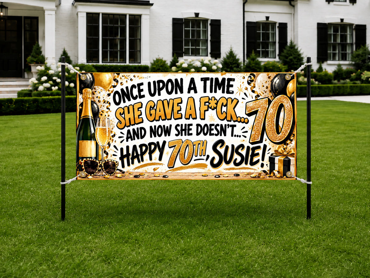 Champagne 70th Birthday Banner