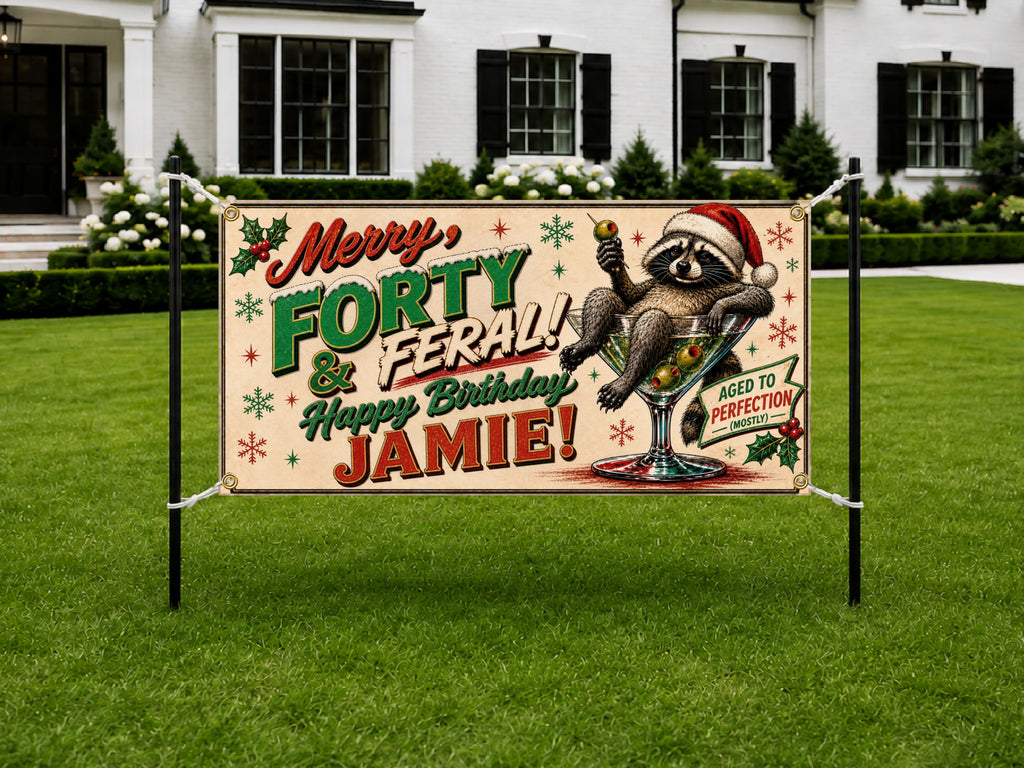 Merry Forty Feral Raccoon Banner