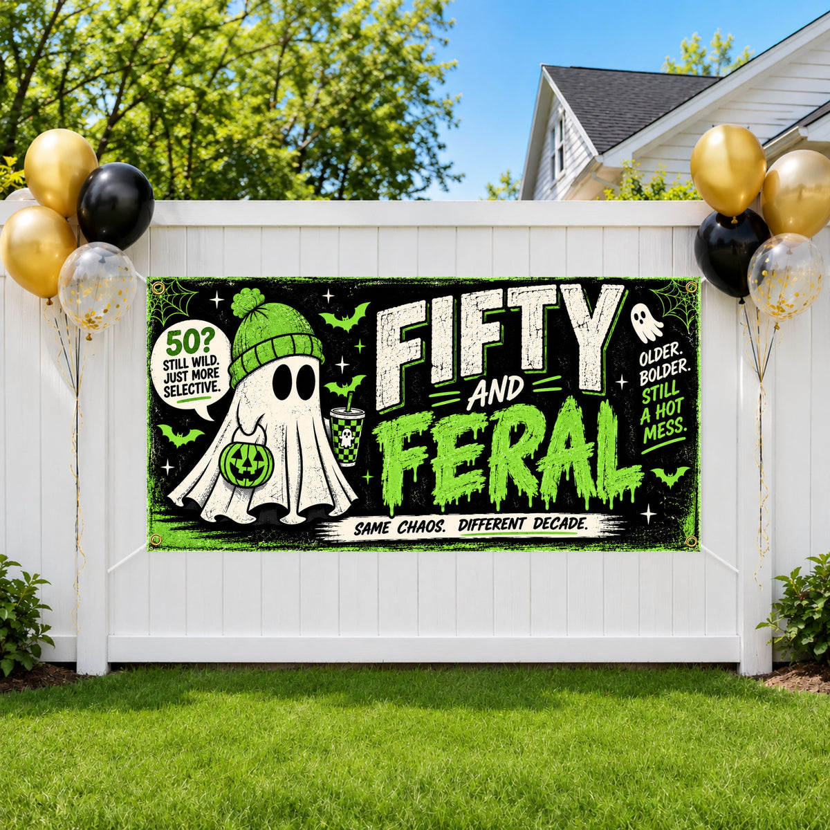 Feral Ghost 50th Birthday Banner