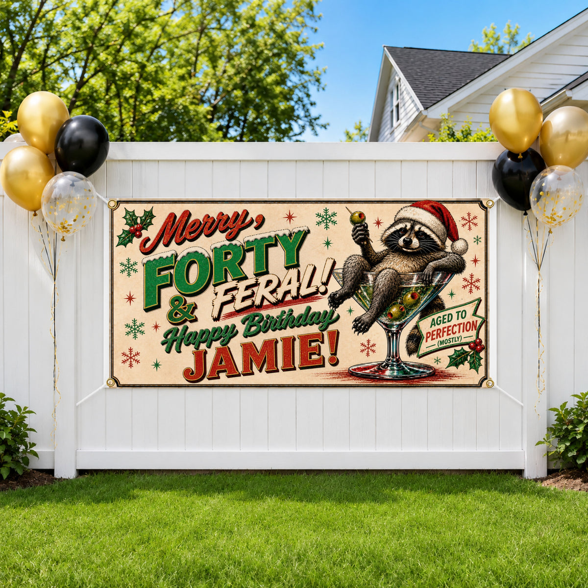 Merry Forty Feral Raccoon Banner