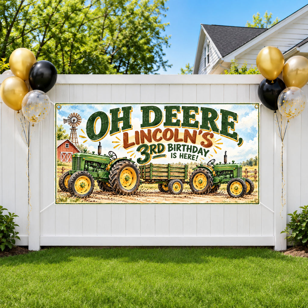 Tractor 3rd Birthday Banner